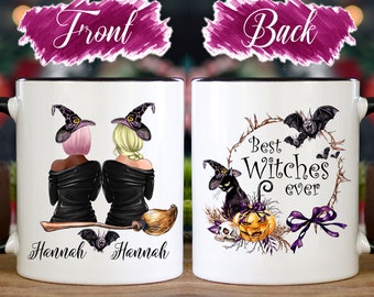 Mug Meilleures sorcières, drôle de tasse de café d'Halloween, cadeau meilleur ami
