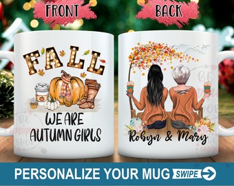 Personalized Autumn Girls Coffee Mug, Best Friend Gift