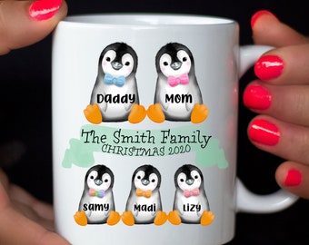 Penguin Family Mug, Penguin Family Coffee Cup, Gift for Dad, Gift for Grandpa, Custom Coffee Cup,Personalized Coffee Cup, Funny Gift for dad