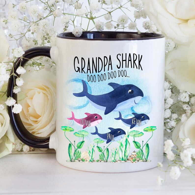 Gift For Grandpa Coffee Mug Grandpa SHARK Personalized Shark Mug Funny Mug Uncle Mug Coffee Cup Shark Doo Doo Mug Fathers day coffee mug image 5