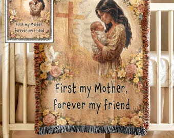 Mother's Day Gift for Mom, Custom Christian Woven Blanket, Personalized Jesus Faith Throw