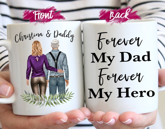 Personalized Father's Day Mug, Gift from Daughter, Forever My Hero