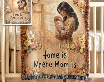Mother's Day Gift for Mom, Custom Christian Woven Blanket, Personalized Jesus Faith Throw