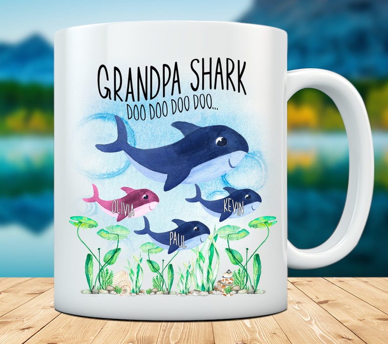 Gift For Grandpa Coffee Mug Grandpa SHARK Personalized Shark Mug Funny Mug Uncle Mug Coffee Cup Shark Doo Doo Mug Fathers day coffee mug image 6