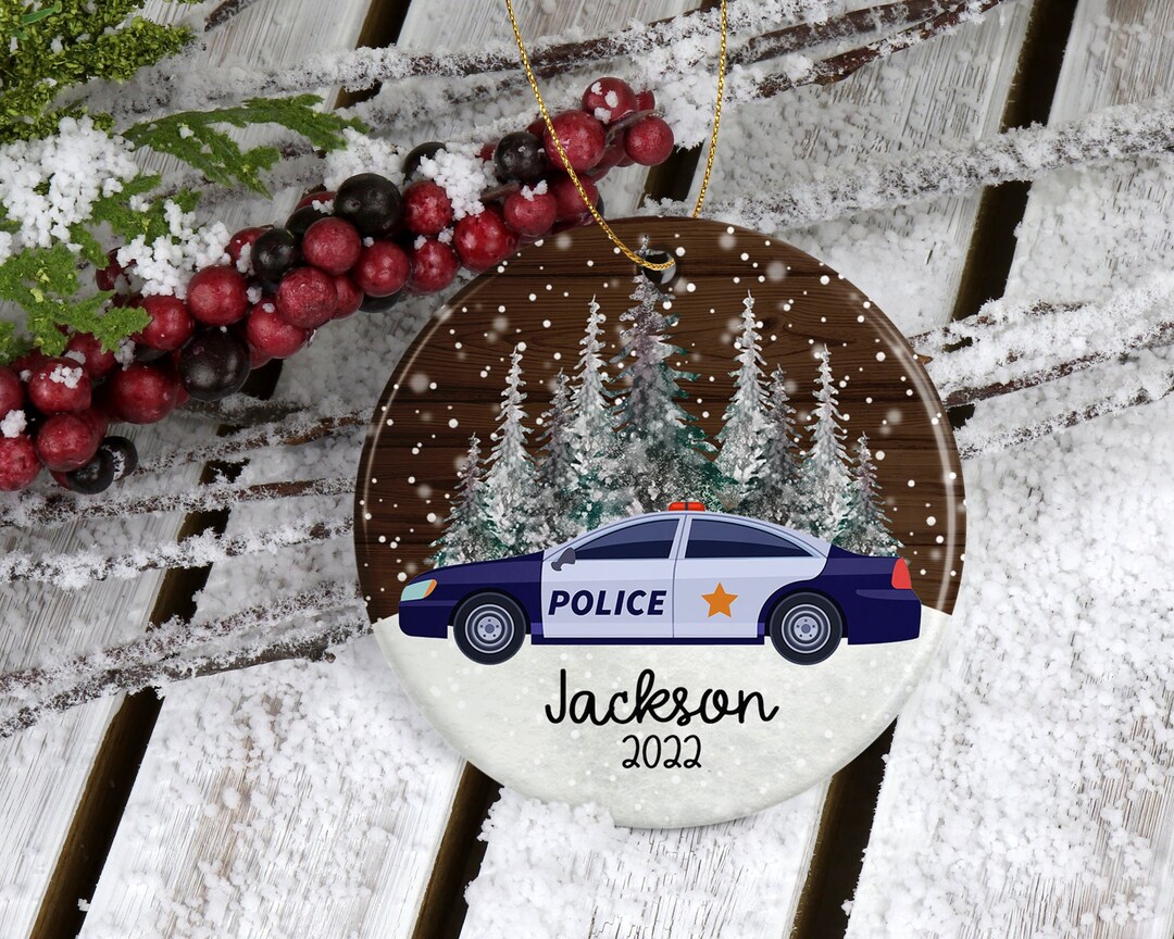 Police Car Christmas Ornament, Personalized Police Car Xmas 2023