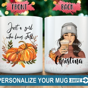 Personalized Just A Girl Who Loves Fall Mug, Pumpkin Spice Mug, Fall Mug, Best friends gifts, Custom mug for best friends, Halloween Mug