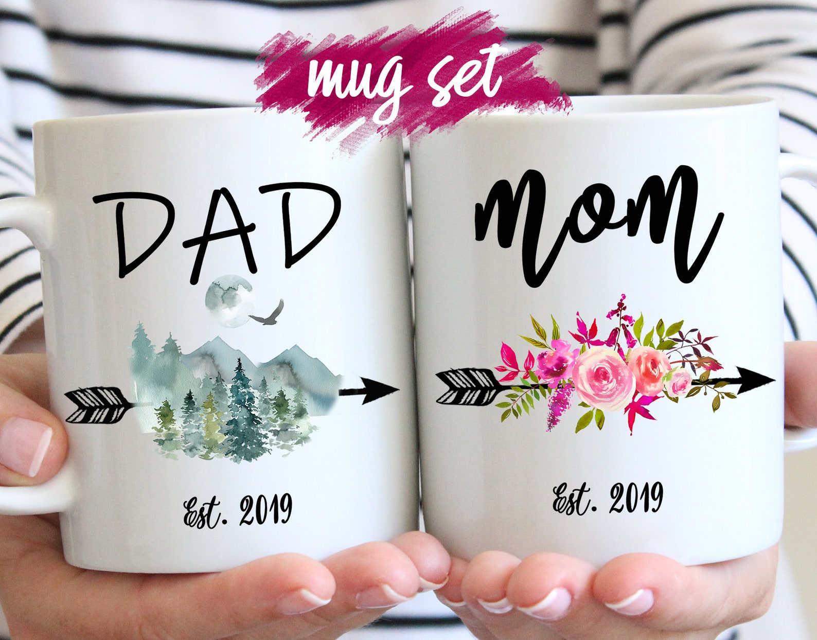 Custom Mom and Dad Mugs Set Mom Mug Dad Mug New Parents Etsy