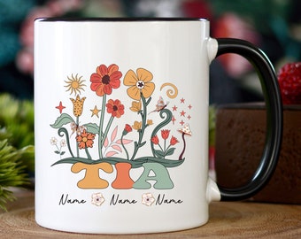 Personalized Tia Mug: Wildflower Garden, Custom Kids Names
