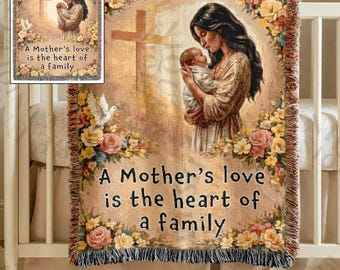 Mother's Day Gift for Mom, Custom Christian Woven Blanket, Personalized Faith Throw, Jesus Blanket
