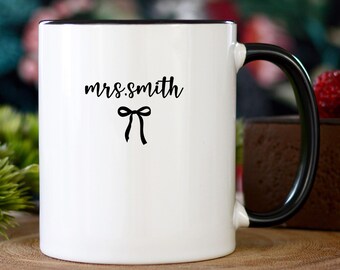 Personalized Mrs Mug, Custom Wedding Date Coffee Cup, Bridal Shower Gift