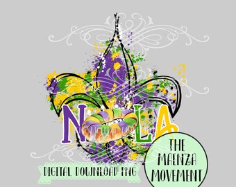 DIGITAL DOWNLOAD png 2020 Mardi Gras NOLA Fleur de lis King Cake Purple Green Gold