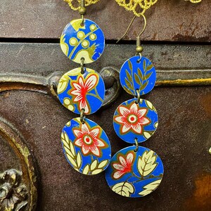Small 3 Tiered Circular Tin Earrings