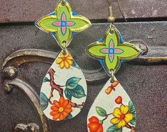 Vintage Tin Multi-Pattern Boho Earrings