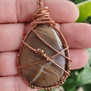 Tiger Iron Jasper in Copper Pendant