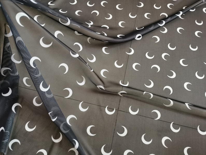 Moon pattern fabric Moon print fabric 4 way stretch mesh lingerie fabric by the yard image 5