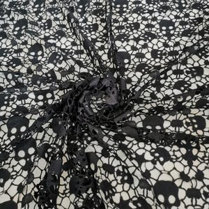 Embroidered Black Skull Lace, Halloween Skull Lace, Gothic Decoration Tableclothes Spooky Fabric By The Yard