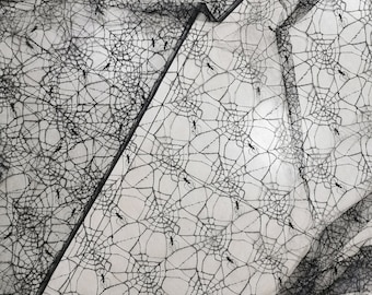 Black spider web  lace fabric Halloween fabric by the yard