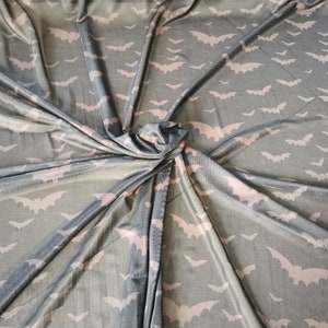 Bat Print Halloween Fabric: 4-Way Stretch Mesh, 62&quot; Wide