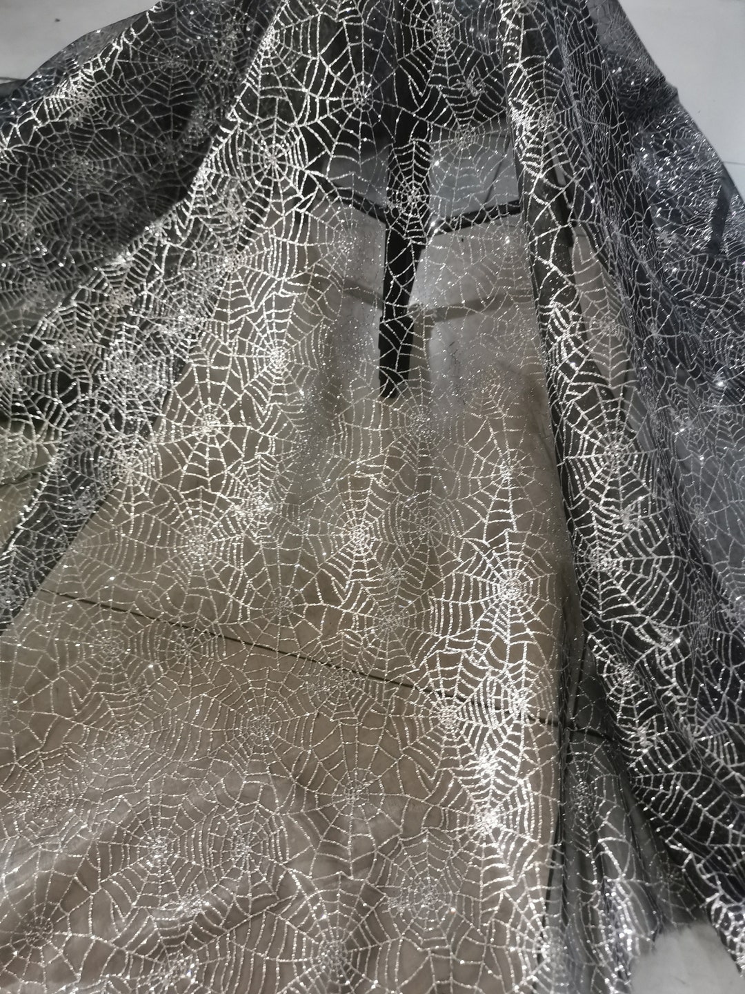 トップス spider mesh knit parker Gothic Stretchy Spider Web Pattern Black Top For Women