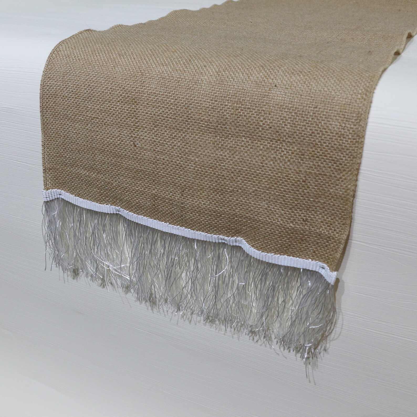 Fringed burlap table runner for wedding Tassel lace table Etsy