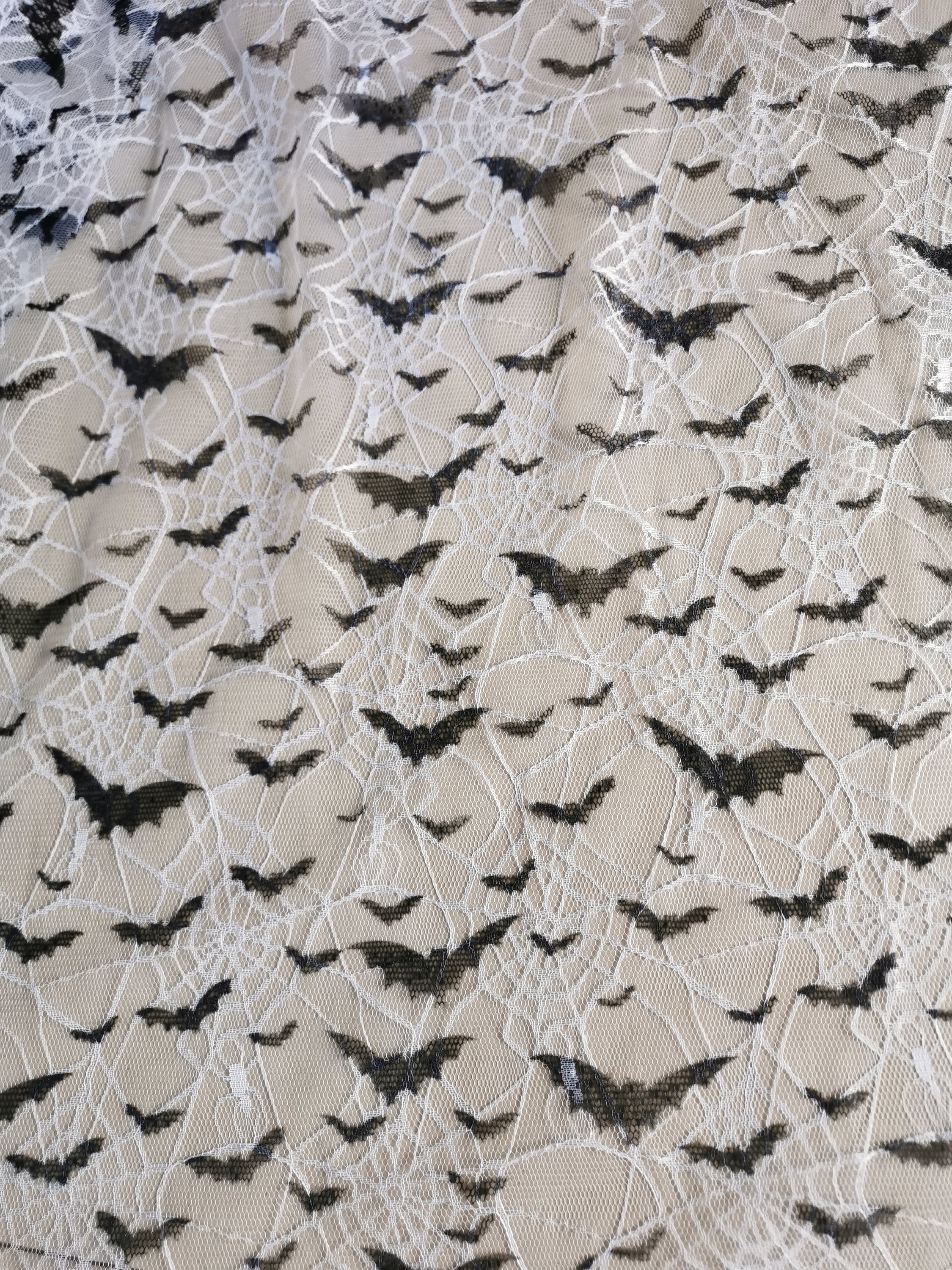 Lace fabric with bats black bat print fabric for Halloween Etsy
