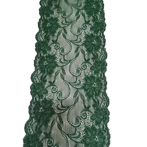 Hunter green  Stretch Lace for Lingerie dark green wedding green lace trim  Lingerie Lace by the yard