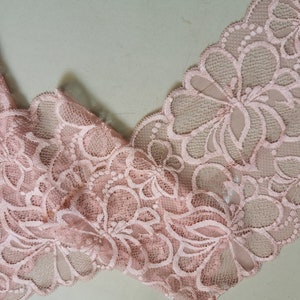 Blush Stretch Lace Blush Pink 7&quot; Stretch Lace Ballet Pink Lace  Wedding  Bridal Headband DIY  Headband Lace by the yard