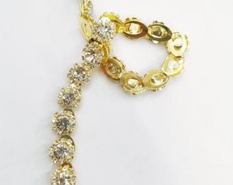 Adorno de diamantes de imitación dorados: cinta de cadena de cristal para fajín de boda (1 cm de ancho)