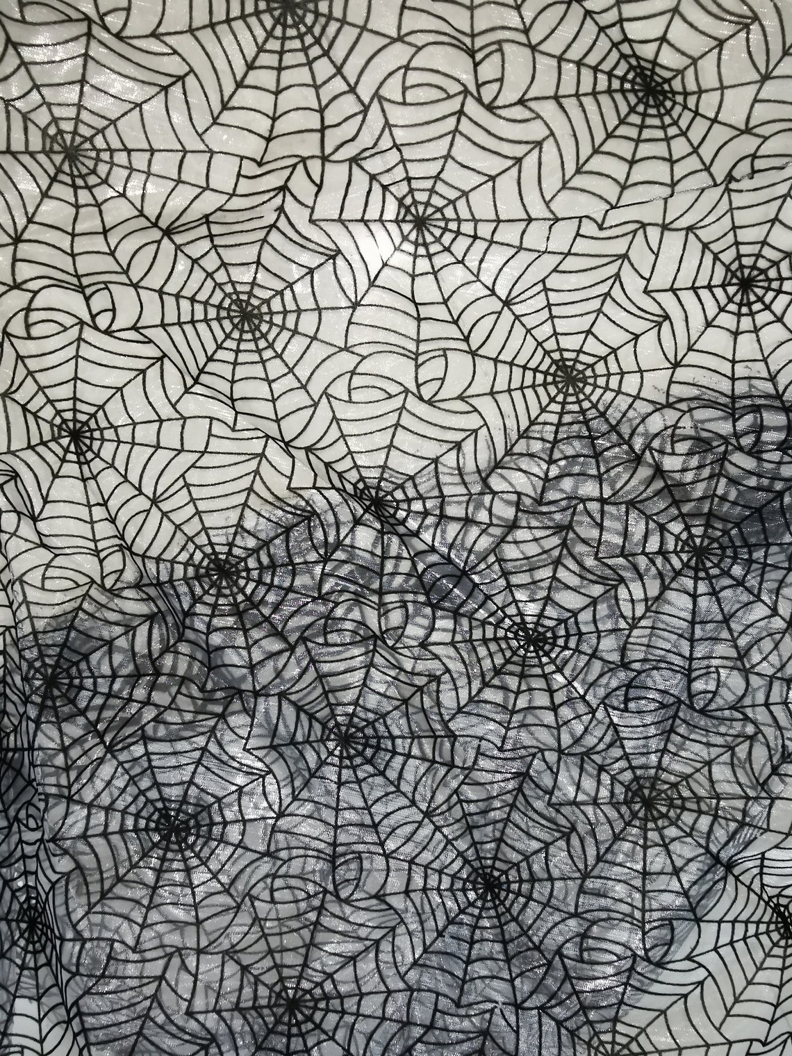 Spider  Fabric BLACK Spider  Flocking on Organza Etsy