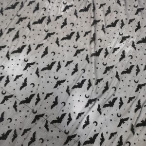 Stretchy flying bats mesh fabric Bats and moon fabric for Halloween outfit, Spooky fabric Halloween, Gothic fabric