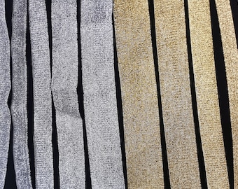 Glitter Elastic Ribbon: Gold and Silver Soft Black Waistband Elastic