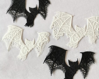 Black lace bat Embroidered Halloween decoration, black lace bat, bat for sale，halloweenbats, bat in halloween