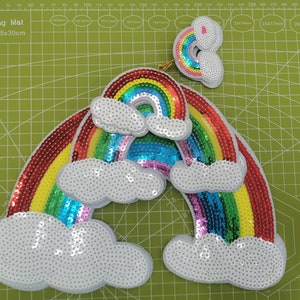 1PCS Sequin rainbow applique patches , 4 size can choose
