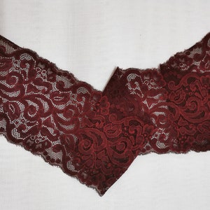 Burgundy Stretch Lace for Lingerie Burgundy lace for Bra Making stretch lace trim lingerie by the yard image 1