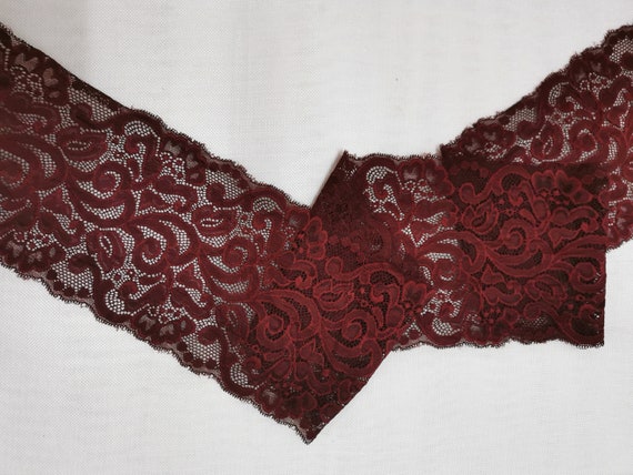 Burgundy Stretch Lace for Lingerie Burgundy Lace for Bra Making
