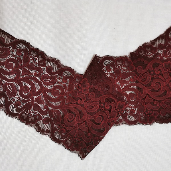 Burgundy Stretch Lace for Lingerie Burgundy lace for Bra Making  stretch lace trim lingerie  by the yard