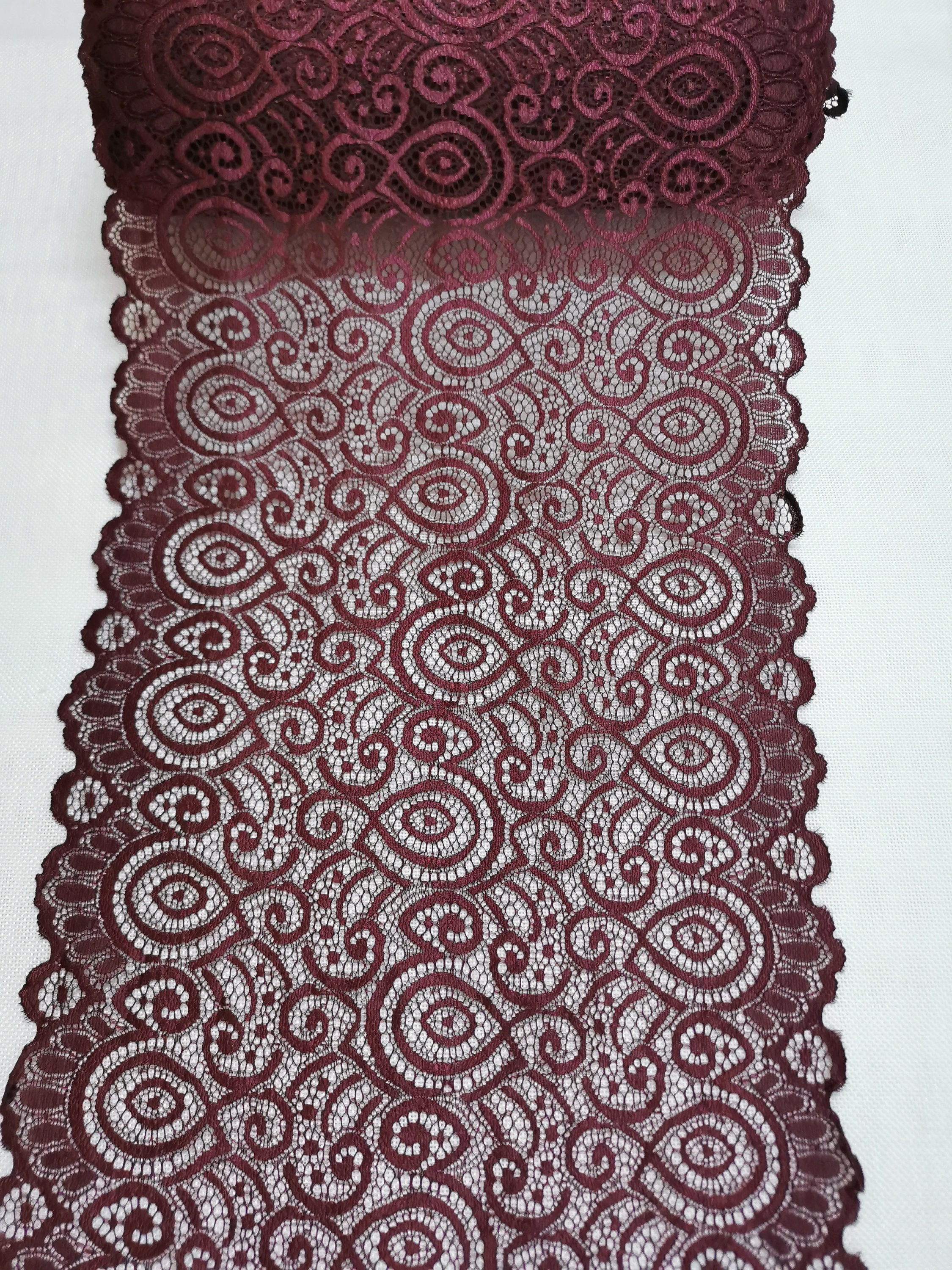 Burgundy Wide Stretch Lace Trim for Lingerie Burgundy Lace Stretch Lace to  Sew 12 Wdie Stretch Lace Trim Lingerie by the Yard 