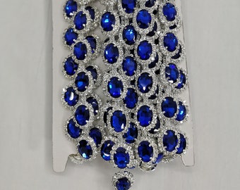 Oval Rhinestone Chain Trim: Bridal Costume Embellishment, DIY Jewelry, Bags Trim