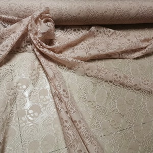 Pink  Skull and Roses skull lace Fabric Skulls Halloween fabric by the yard
