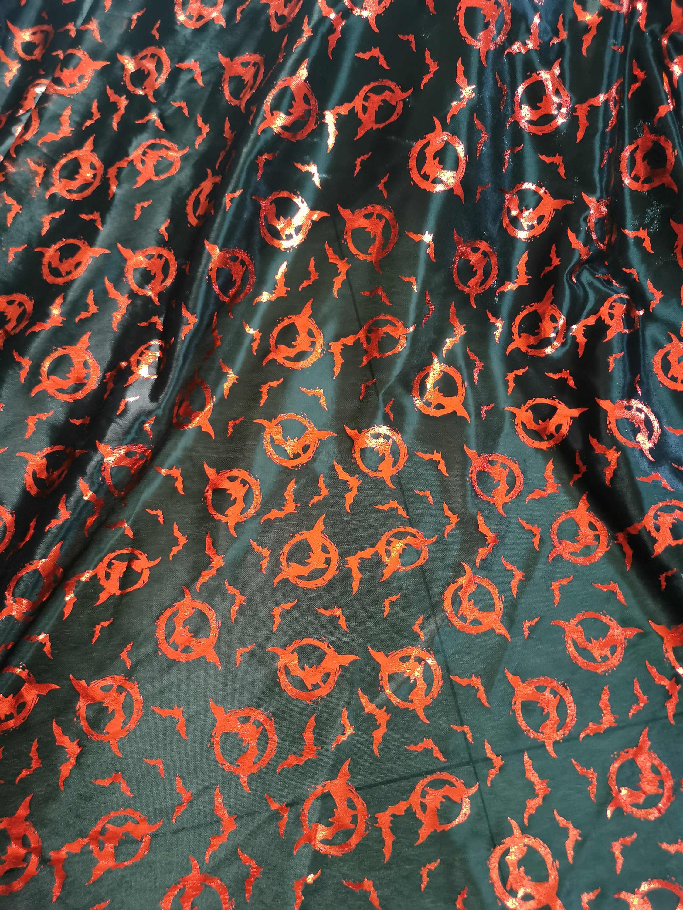 Stretch fabric with bats red bat print fabric for Halloween Etsy
