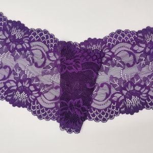 Purple Stretch Lace Trim for Lingerie  7" wdie stretch lace trim lingerie  by the yard or wholesale