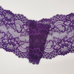 Purple Stretch Lace Trim for Lingerie  7" wdie stretch lace trim lingerie  by the yard or wholesale