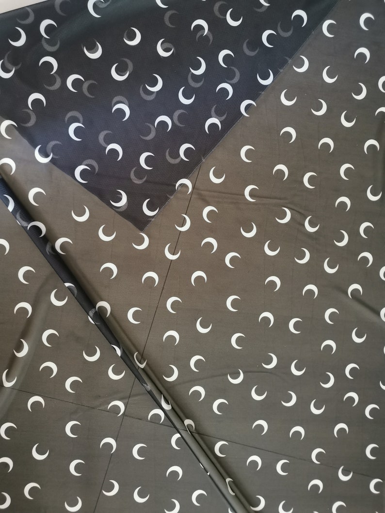 Moon pattern fabric Moon print fabric 4 way stretch mesh lingerie fabric by the yard black backing mesh