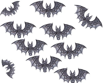 Chauves-souris brodées en dentelle noire : décoration gothique d&#39;Halloween