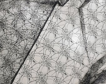 Black Spider Web Lace Fabric - Halloween Costume Material