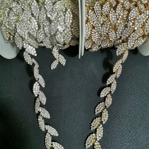 Bridal Straps Gold/Silver Crystal Rhinestone Trim by the Yard  or wholesale