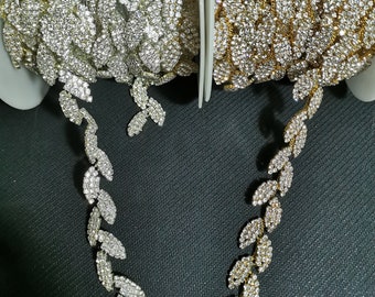 Bridal Straps Gold/Silver Crystal Rhinestone Trim by the Yard  or wholesale