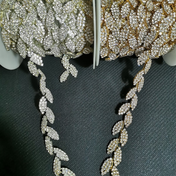 Bridal Straps Gold/Silver Crystal Rhinestone Trim by the Yard  or wholesale