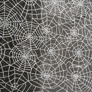 Glitter spider web  on black  mesh Halloween fabric  by the yards or wholesale