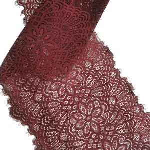 Burgundy Stretch Lace for Lingerie Burgundy lace for Bra Making  stretch lace trim lingerie  by the yard